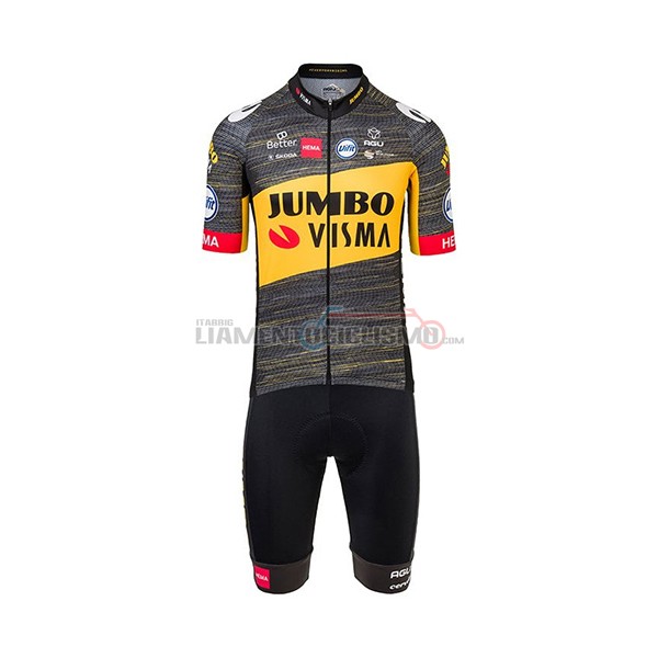 Abbigliamento Ciclismo Jumbo Visma Manica Corta 2021 Nero Giallo